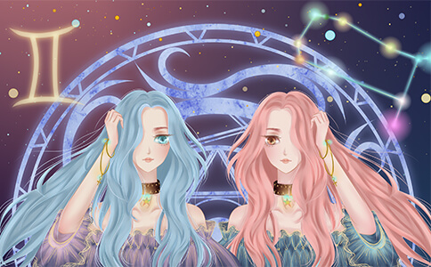 长发双子座少女图片