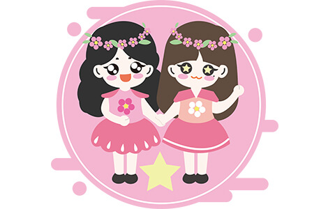        沉浸在节日里的双子座可爱动漫小女孩图片  